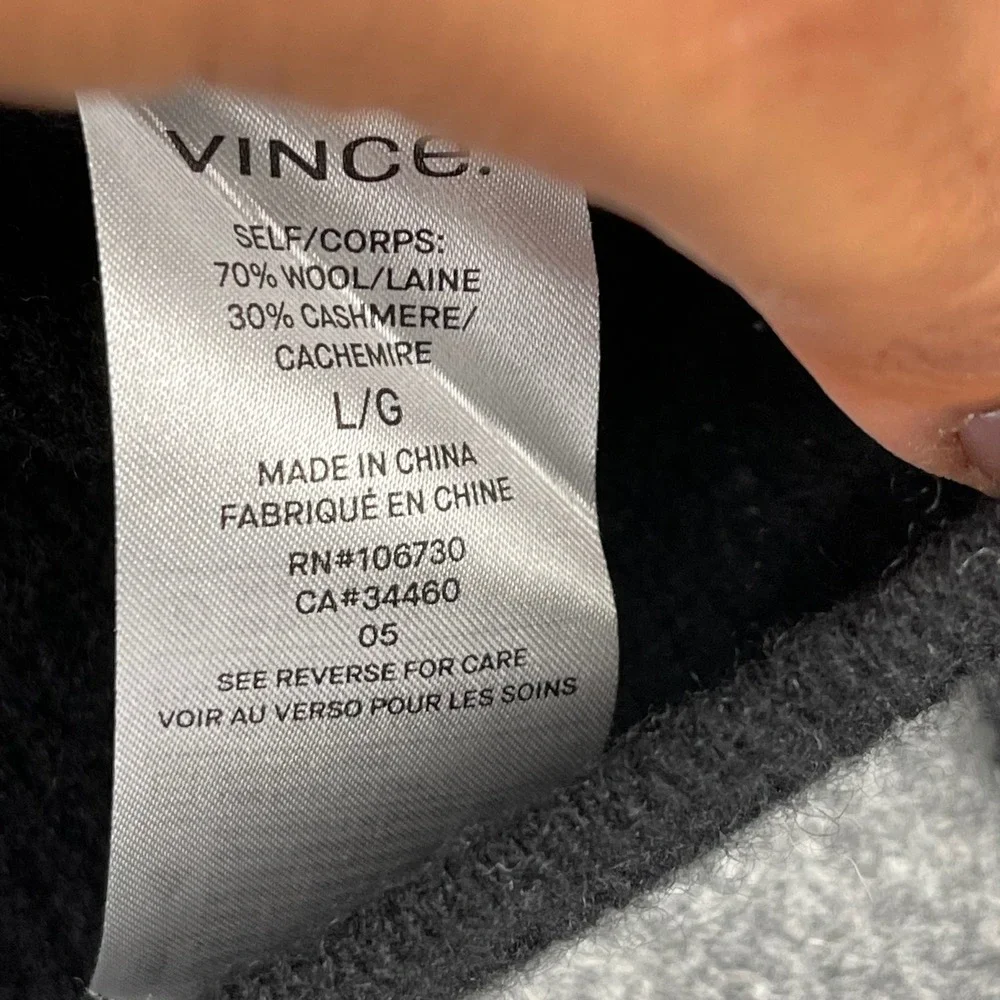 Vince Mens Black Waffle Knit Crewneck Sweater Size L Long Sleeve Pullover